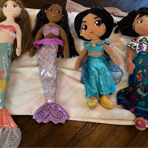 Disney Plush Dolls Purple and Blue Collection of 4 soft plush